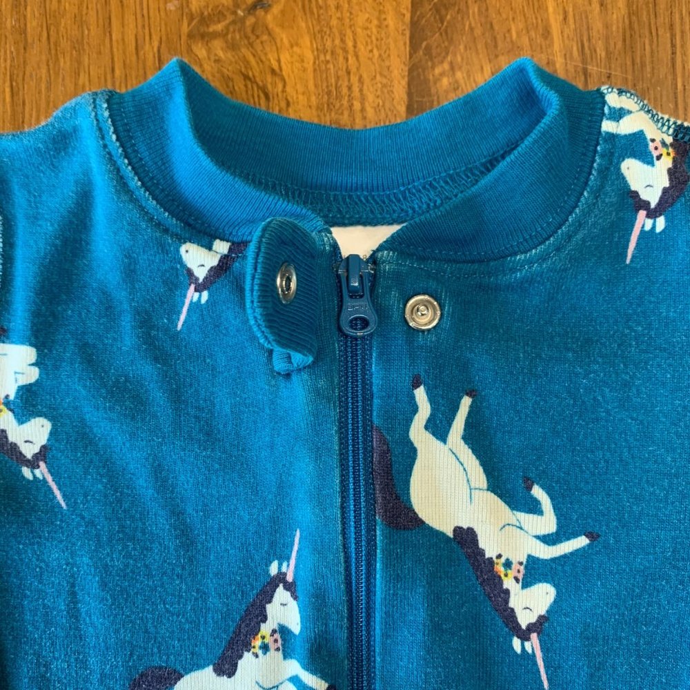 HANNA ANDERSSON Zip Unicorn Pajamas 18-24 80cm Organic Cotton Footed Sleeper PJs - Picture 4 of 8